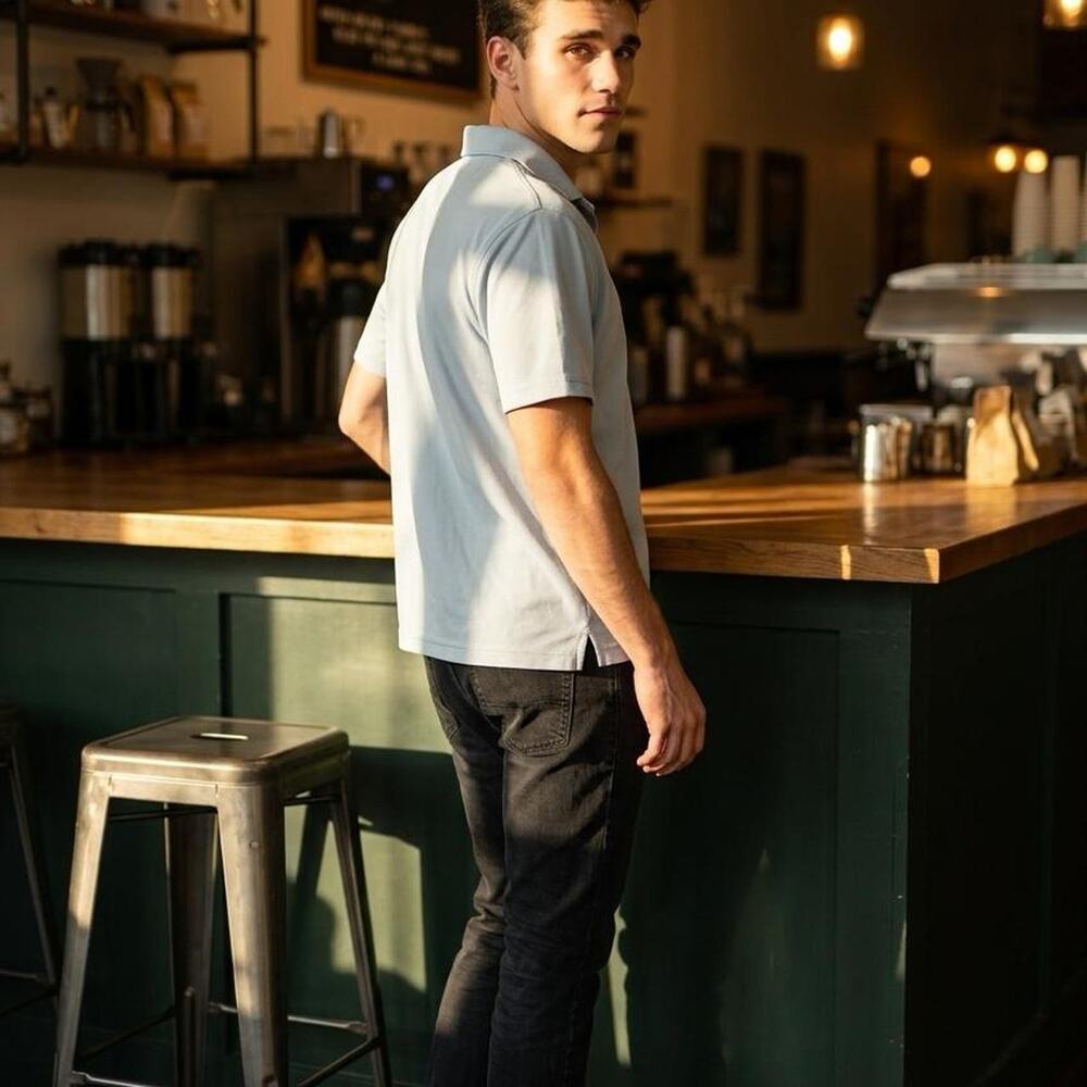 Ben Hagan Light grey polo shirt with - Picture 2 of 4